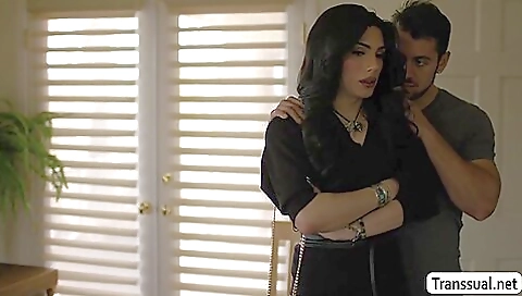 Big black cock fucked in ass for a brunette trans girl