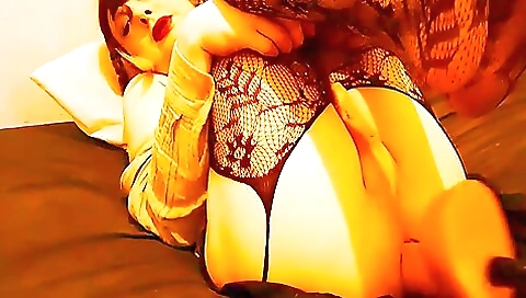 My darling is ready to get anal by fucking machine