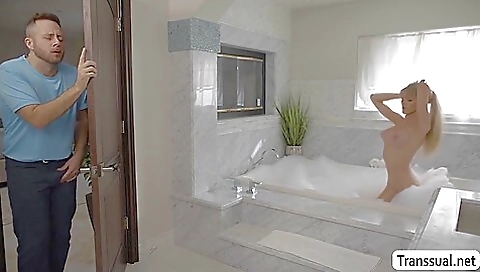 Blonde with nice natural tits is fucked and fucked hard