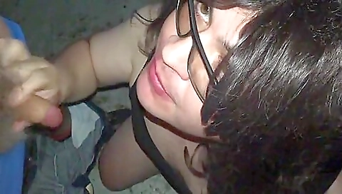 Two hot brunette girls sucking on a black guy in deepthroat