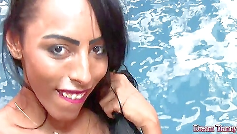 Busty brunette with a sexy body shows off her body