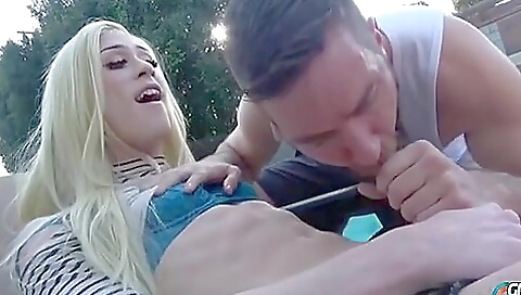 Busty blonde 18+ has a great big dick and wants to fuck it deep