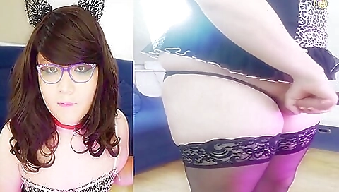 Big ass brunette in stockings and shorts with a nice ass