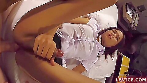 Asian teen takes a dick into her ass and ass to make it all better