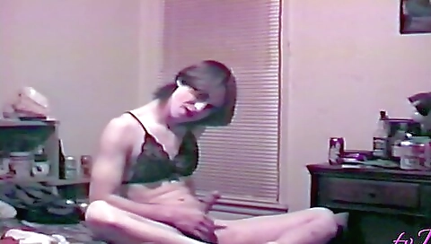 Brunette in stockings show off her natural body and tits